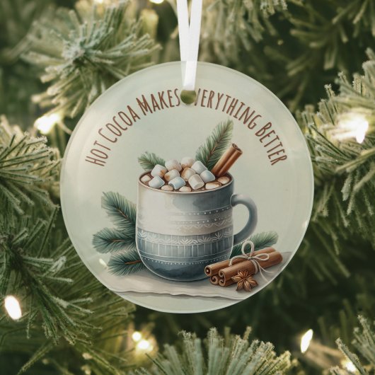 Cozy Winter Cocoa Marshmallow Scene Ornament Aus Glas (InSitu)