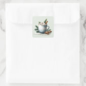 Cozy Winter Cocoa Marshmallow Scene Quadratischer Aufkleber (Tasche)