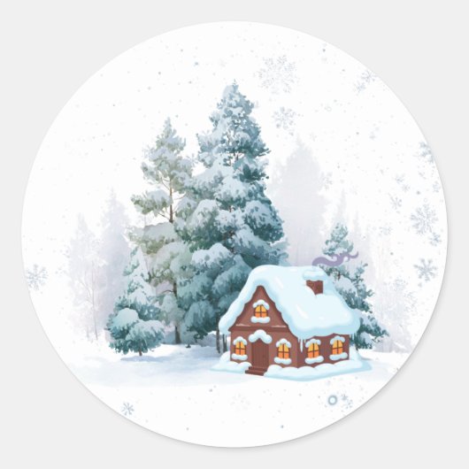Cozy Winter Cottage Sticker (Vorderseite)