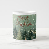 Cozy Winter Forest "Merry Christmas" Mug Jumbo-Tasse (Vorderseite)