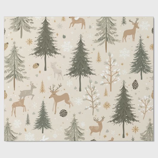 Cozy Winter Forest Pattern Geschenkpapier (Flach)