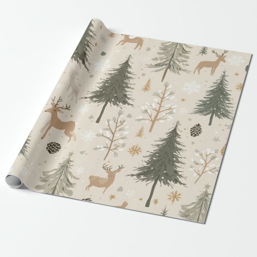 Cozy Winter Forest Pattern Geschenkpapier (Ungerollt)