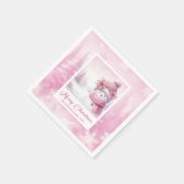 Cozy Winter Forest Pink Snowman Pinkmas Party Serviette (Ecke)