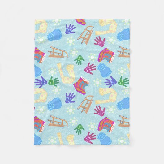 Cozy Winter Fun Pattern Blanket Fleecedecke (Vorderseite)