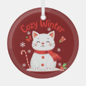 COZY WINTER - KITTY SNOWMAN - RED GLASS ORNAMENT AUS GLAS (Vorderseite)