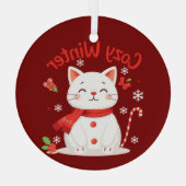 COZY WINTER - KITTY SNOWMAN - RED GLASS ORNAMENT AUS GLAS (Rückseite)