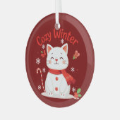 COZY WINTER - KITTY SNOWMAN - RED GLASS ORNAMENT AUS GLAS (Vorderseite links)