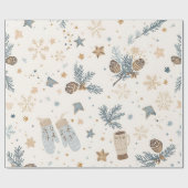 Cozy Winter Magic | Elegant Minimalist Winter Desi Geschenkpapier (Flach)