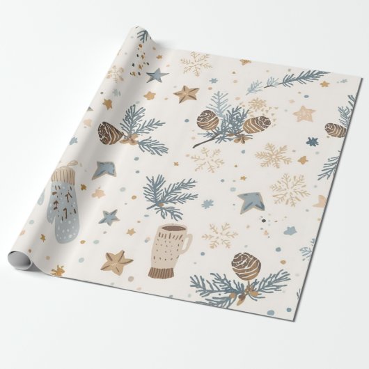 Cozy Winter Magic | Elegant Minimalist Winter Desi Geschenkpapier (Ungerollt)