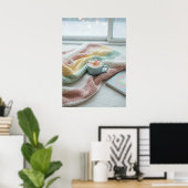 Cozy Winter Morning – Pastel Blanket and Hot Cocoa Poster (Heimbüro)