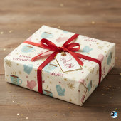 Cozy Winter Mug Mitten Pattern "Happy New Year" Geschenkpapier Set