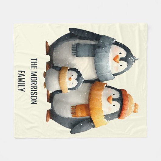 Cozy Winter Penguin Family Fleecedecke (Vorderseite (Horizontal))