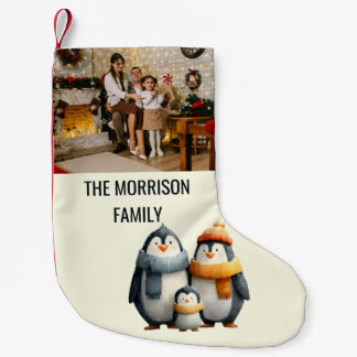 Cozy Winter Penguin Family Kleiner Weihnachtsstrumpf