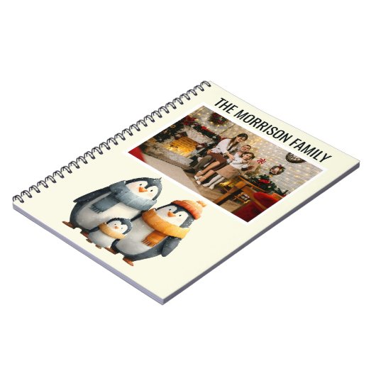Cozy Winter Penguin Family Notizblock (Linke Seite)