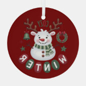 COZY WINTER - REINDEER SNOWMAN - ROT ORNAMENT AUS GLAS (Rückseite)
