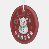 COZY WINTER - REINDEER SNOWMAN - ROT ORNAMENT AUS GLAS (Vorderseite links)