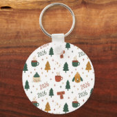 Cozy Winter Vibes 2026 - Cute Puppy and Kitten Chr Schlüsselanhänger (Rückseite)