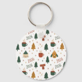 Cozy Winter Vibes 2026 - Cute Puppy and Kitten Chr Schlüsselanhänger (Rückseite)