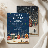 Cozy Winter Village Baby Shower Einladung
