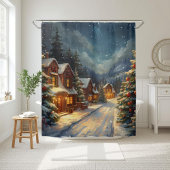 Cozy Winter Village Christmas Shower Curtain  Duschvorhang