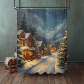 Cozy Winter Village Christmas Shower Curtain  Duschvorhang