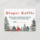 Cozy Winter Village Diaper Raffle Card Festive Begleitkarte (Vorderseite)