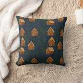 Cozy Winter Village Pattern Throw Pillow Kissen (Decke)