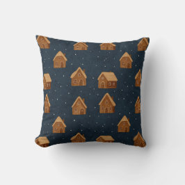 Cozy Winter Village Pattern Throw Pillow Kissen