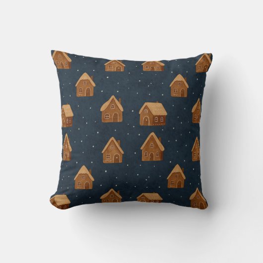 Cozy Winter Village Pattern Throw Pillow Kissen (Vorderseite)