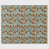 Cozy Winter Village Pattern Wrapping Paper Geschenkpapier (Flach)