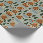 Cozy Winter Village Pattern Wrapping Paper Geschenkpapier (Ecke)