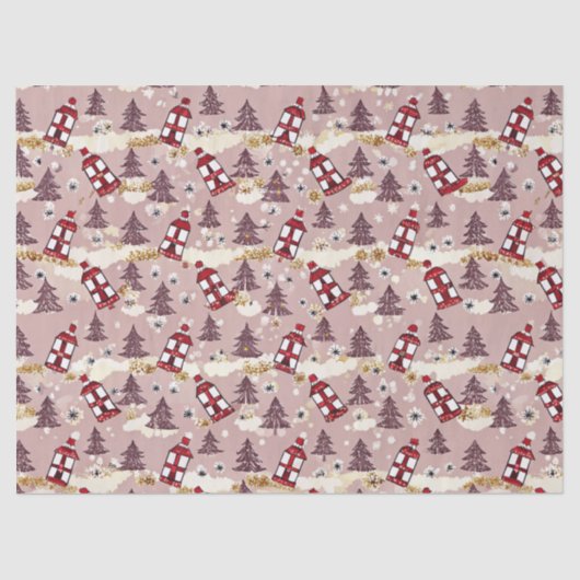 Cozy Winter Village Tissue Paper Seidenpapier (Vorderseite)