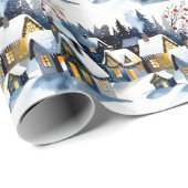 Cozy Winter Village Watercolor Christmas Geschenkpapier (Rolleneckpunkt)