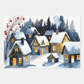 Cozy Winter Village Watercolor Christmas  Geschenkpapier Set (Vorderseite 3)