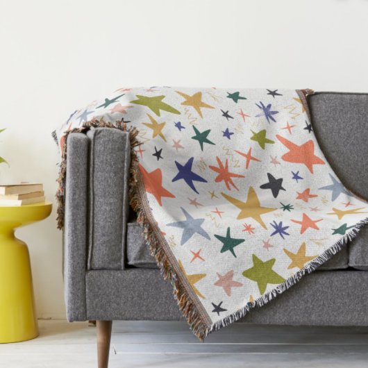 Cozy Winter With Vibrant Colorful Star Pattern Decke
