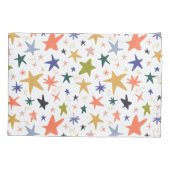 Cozy Winter With Vibrant Colorful Star Pattern Kissenbezug (Rückseite)