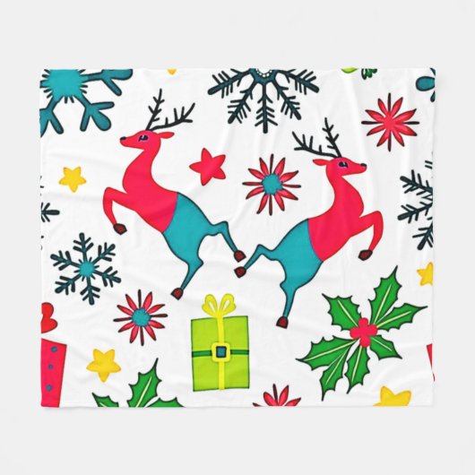 Cozy Winter Wonder Pattern Dream Design Fleecedecke (Vorderseite (Horizontal))