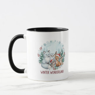 Cozy Winter Woodland Animals Watercolor Coffee Mug Tasse