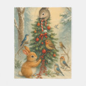 Cozy woodland bunny christmas warm winter festive fleecedecke (Vorderseite)