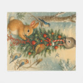 Cozy woodland bunny christmas warm winter festive  fleecedecke (Vorderseite (Horizontal))
