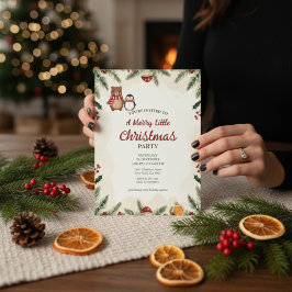 Cozy Woodland Christmas Party Invitation Einladung