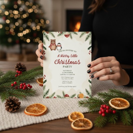 Cozy Woodland Christmas Party Invitation Einladung
