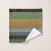 Cozy Woodland Earth Tone Stripe Pattern Badhandtuch Set (Waschlappen)