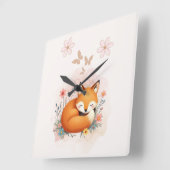 Cozy Woodland Nursery Quadratische Wanduhr (Winkel)