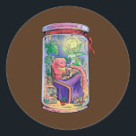 Cozy Worm Reading Books Jar Home Chill  Runder Aufkleber<br><div class="desc">Cozy Worm Reading Books Jar Home Chill Gift. Perfect gift for your dad,  mom,  papa,  men,  women,  friend and family members on Thanksgiving Day,  Christmas Day,  Mothers Day,  Fathers Day,  4th of July,  1776 Independent day,  Veterans Day,  Halloween Day,  Patrick's Day</div>