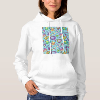 Cozy Y2K Retro Tech Doodle Aesthetic Hoodie