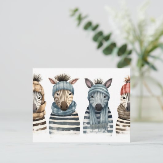 Cozy Zebras Postkarte (Stehend Vorderseite)