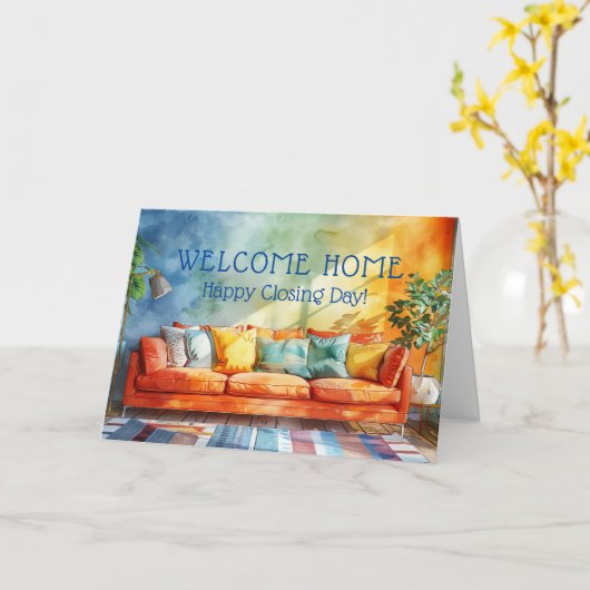 COZY ZUHAUSE Happy CLOSING Day Real Anwesen Karte (Gelbe Blume)