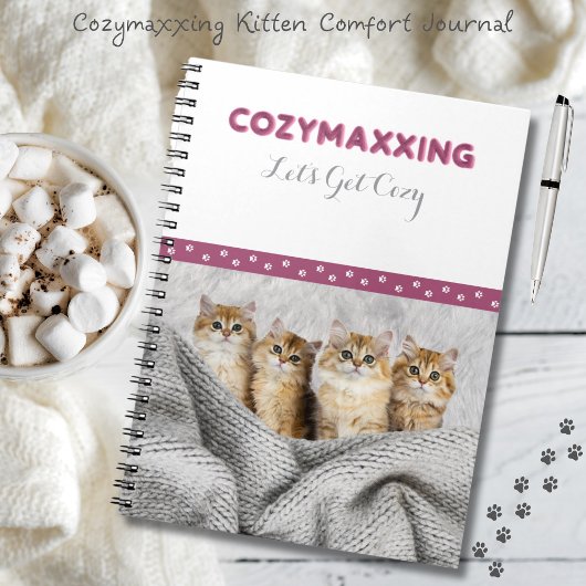 Cozymaxxing Kitten Comfort Journal Rosa & Grau Notizblock
