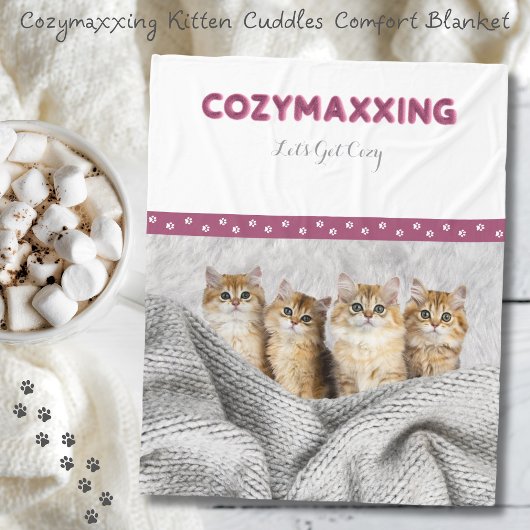 Cozymaxxing Kitten Cuddles Comfort Blanket Fleecedecke